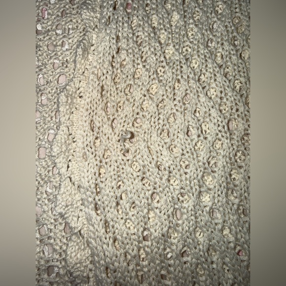 Oh MG! Gently Used Cream Crochet Open-Front Sweater Vest Boho Hippie SZ:M - Picture 8 of 8